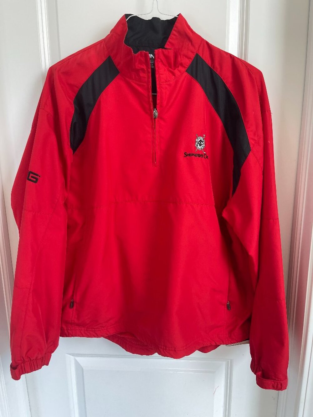 PING Red Men's Golf Pullover Windbreaker Jacket, Half Zip, Size M